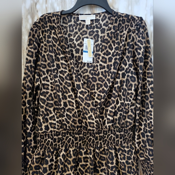 Michael KorsSmocked Leopard-Print Dress - Picture 7 of 8